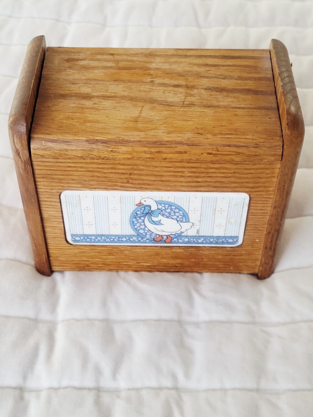 Vintage Wooden Recipe Box, Farmhouse Kitchen Decor, Blue Goose Country Decor